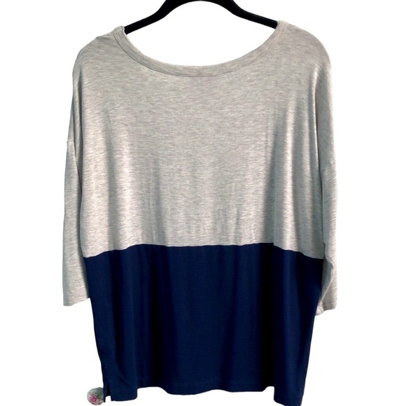 Club Monaco Colorblock Gray and Navy Blue Long Sleeve Top Size Small Oversized - Picture 6 of 13